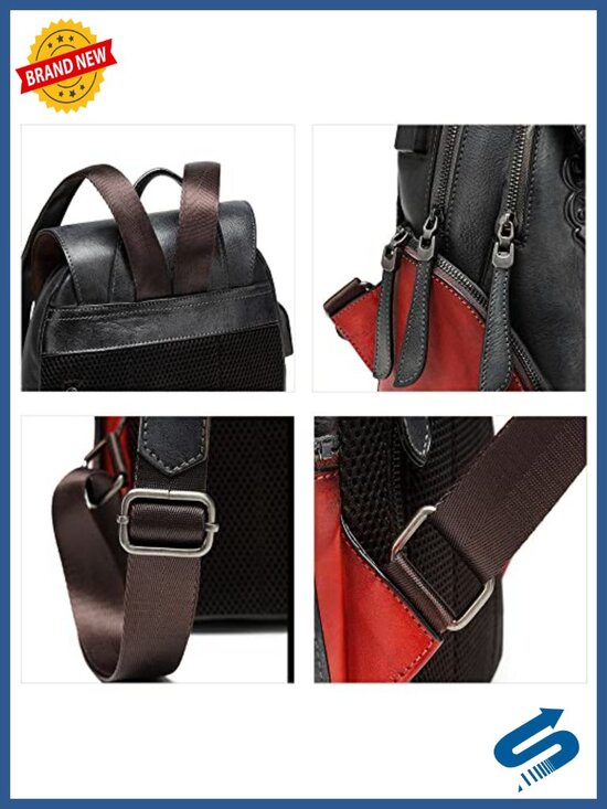 Vintage Leather Backpack for Women - Large Capacity Laptop Bag Retro Embossing main image 4